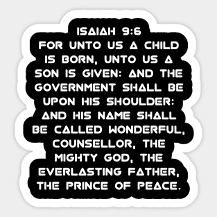 Isaiah 9:6 King James Version (KJV) Bible Verse Typography Sticker